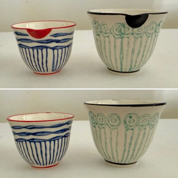 Handpainted Ceramic Measuring Cups Set Mix and Match Styles Set Rustic Cottage - Picture 8 of 14